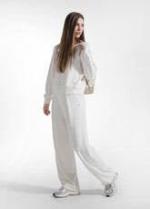 FULL ZIP BOMBER AND PLEATED TROUSERS SET IN WHITE MODAL - | DEHA