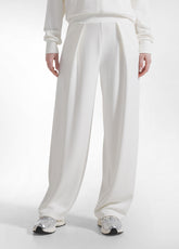 FULL ZIP BOMBER AND PLEATED TROUSERS SET IN WHITE MODAL - | DEHA