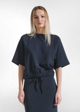 SHORT-SLEEVED SWEATSHIRT AND MODAL SKIRT SET IN BLACK - | DEHA