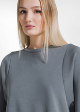 FELPA A MANICHE CORTE IN MODAL VERDE - TEAL GREEN | DEHA