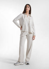 SATIN POLO SWEATSHIRT AND STRAIGHT-LEG PANTS SET WITH BEIGE GRADIENT EFFECT - Everyday Sets | DEHA