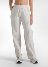 SATIN POLO SWEATSHIRT AND STRAIGHT-LEG PANTS SET WITH BEIGE GRADIENT EFFECT - | DEHA