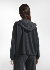 SWEATSHIRT-SET UND LOW-WAISTED HOSE MIT SATIN-DETAILS SCHWARZ - | DEHA