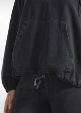 SWEATSHIRT-SET UND LOW-WAISTED HOSE MIT SATIN-DETAILS SCHWARZ - | DEHA