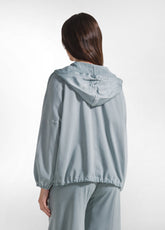 FELPA CON CAPPUCCIO CON DETTAGLI IN SATIN EFFETTO - TEAL GREEN | DEHA