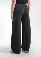 Low-Rise Pants With Satin Details - Black - BLACK | DEHA