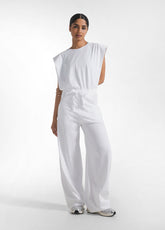 TUTA JUMPSUIT IN JERSEY CON APERTURA SUL RETRO BIANCO - WHITE | DEHA
