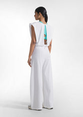 TUTA JUMPSUIT IN JERSEY CON APERTURA SUL RETRO BIANCO - WHITE | DEHA