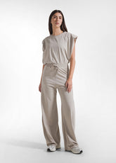 Jersey Jumpsuit With Back Opening - Beige - Organic Cotton | DEHA