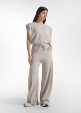 TUTA JUMPSUIT IN JERSEY CON APERTURA SUL RETRO BEIGE - CLAY BEIGE | DEHA