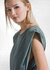 TUTA JUMPSUIT IN JERSEY CON APERTURA SUL RETRO VERDE - TEAL GREEN | DEHA