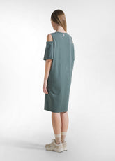 GREEN JERSEY DRESS - TEAL GREEN | DEHA