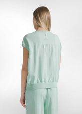 GREEN SILK-COTTON BLEND TOP AND PALAZZO TROUSERS - | DEHA