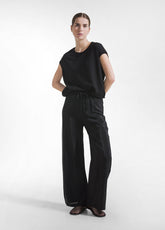 Satin Palazzo Pants - Black - BLACK | DEHA