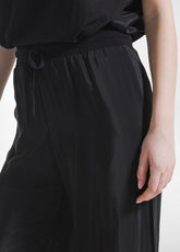 Satin Palazzo Pants - Black - BLACK | DEHA