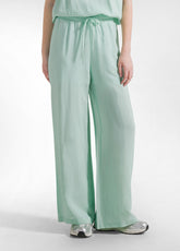 GREEN SILK-COTTON BLEND TOP AND PALAZZO TROUSERS - | DEHA