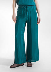 Satin Palazzo Pants - Green - PEACOCK GREEN | DEHA