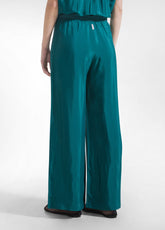 Satin Palazzo Pants - Green - PEACOCK GREEN | DEHA