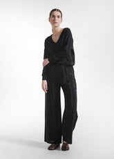 Strick-Top Aus Seide Mit V-Ausschnitt - Schwarz - Sweatshirts und Pullover | DEHA