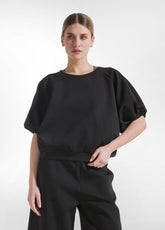 COMPLETO FELPA E BERMUDA IN SCUBA DI COTONE NERO - | DEHA