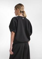 FELPA IN SCUBA DI COTONE CON PIEGHE NERO - BLACK | DEHA