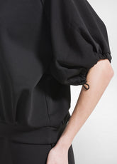 FELPA IN SCUBA DI COTONE CON PIEGHE NERO - BLACK | DEHA