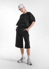 FELPA IN SCUBA DI COTONE CON PIEGHE NERO - BLACK | DEHA