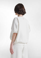Cotton Scuba Sweatshirt With Pleats - White - MILK WHITE | DEHA