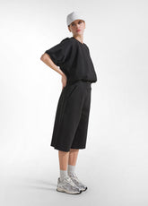 SET WITH SWEATSHIRT AND BERMUDA SHORTS IN BLACK COTTON SCUBA - Everyday Sets | DEHA