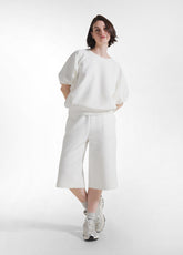 SET WITH SWEATSHIRT AND BERMUDA SHORTS IN WHITE COTTON SCUBA - Everyday Sets | DEHA