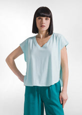 T-SHIRT LOOSE-FIT IN JERSEY ORGANICO BLU - AQUA BLUE | DEHA