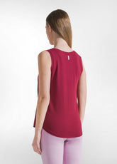 TOP CON STAMPA GRAFICA IN JERSEY ORGANICO ROSSO - CHERRY RED | DEHA