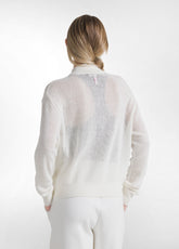 Cotton Full-Zip Sweatshirt With Mesh Effect - Whit - MILK WHITE | DEHA