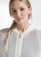 Cotton Full-Zip Sweatshirt With Mesh Effect - Whit - MILK WHITE | DEHA