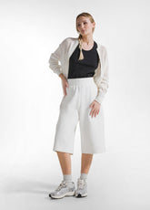 Cotton Full-Zip Sweatshirt With Mesh Effect - Whit - Sweaters | DEHA