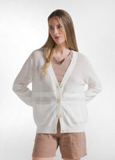 STRICKCARDIGAN AUS BAUMWOLLE IN NETZOPTIK WEISS - Freizeitkleidung | DEHA