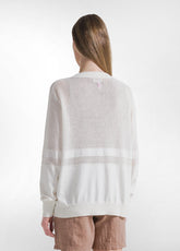 CARDIGAN IN MAGLIA IN COTONE EFFETTO RETE BIANCO - MILK WHITE | DEHA