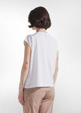 TOP CON MANICHE IN SATIN E CORPO IN JERSEY BIANCO - WHITE | DEHA