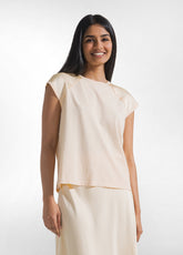 TOP CON MANICHE IN SATIN E CORPO IN JERSEY ROSA - New In | SS26: READY WHEN YOU ARE | DEHA