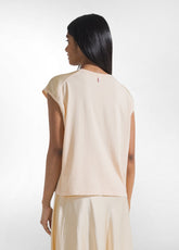 TOP CON MANICHE IN SATIN E CORPO IN JERSEY ROSA - BUTTER PEACH | DEHA