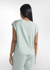 GREEN JERSEY AND SATIN TOP AND JOGGER SET - | DEHA