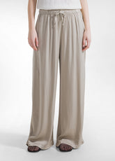 PANTALONI PALAZZO IN SATIN BEIGE - CLAY BEIGE | DEHA