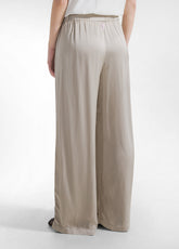 PANTALONI PALAZZO IN SATIN BEIGE - CLAY BEIGE | DEHA
