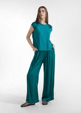 Satin Palazzo Hose - Gruen - PEACOCK GREEN | DEHA