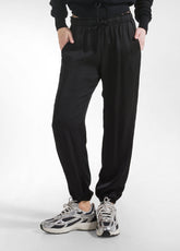 Satin Jogger Pants - Black - BLACK | DEHA