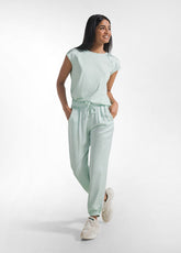PANTALONI JOGGER IN SATIN VERDE - New In | SS26: READY WHEN YOU ARE | DEHA