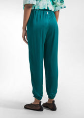 Satin Jogger Pants - Green - PEACOCK GREEN | DEHA