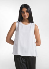 TOP IN SATIN CON DETTAGLIO ARRICCIATO BIANCO - WHITE | DEHA