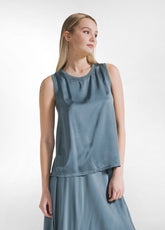TOP IN SATIN CON DETTAGLIO ARRICCIATO VERDE - Best Sellers | DEHA