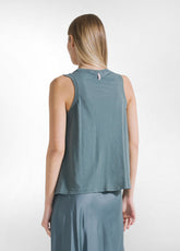 TOP IN SATIN CON DETTAGLIO ARRICCIATO VERDE - TEAL GREEN | DEHA